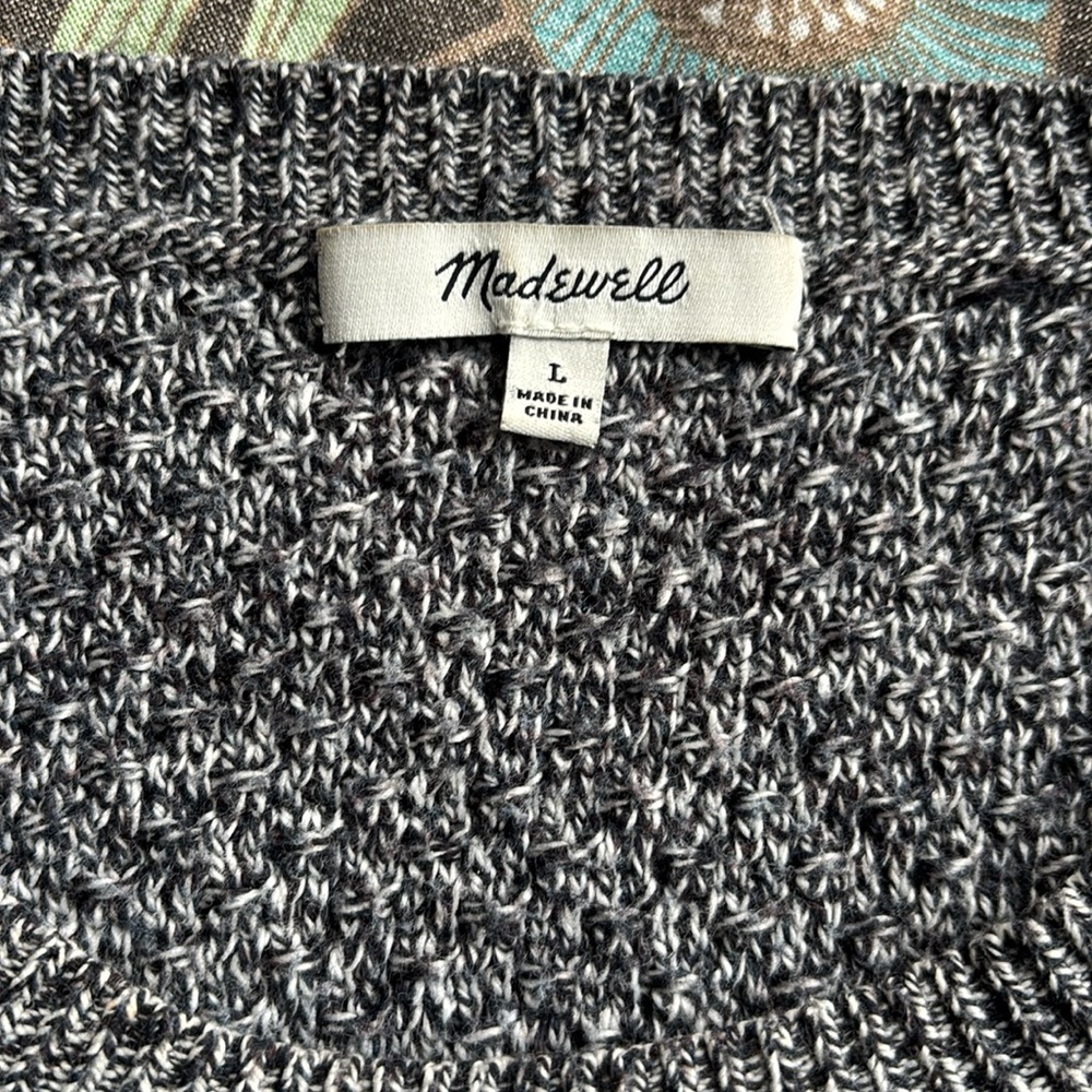 Gray Madewell sweater with zipper side vents Sz L